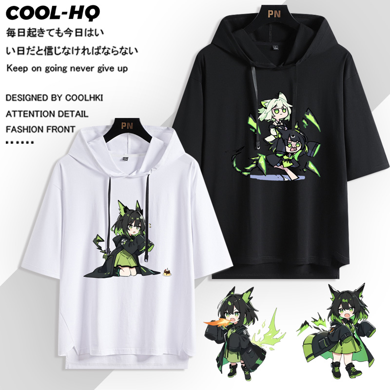 卡通Q版Mon3tr凯尔希M3游戏周边连帽短袖男女宽松薄款半袖T恤夏季