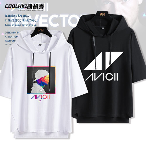 百大dj电音avicii连帽短袖t恤