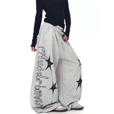 美式嘻哈星星设计感休闲阔腿卫裤