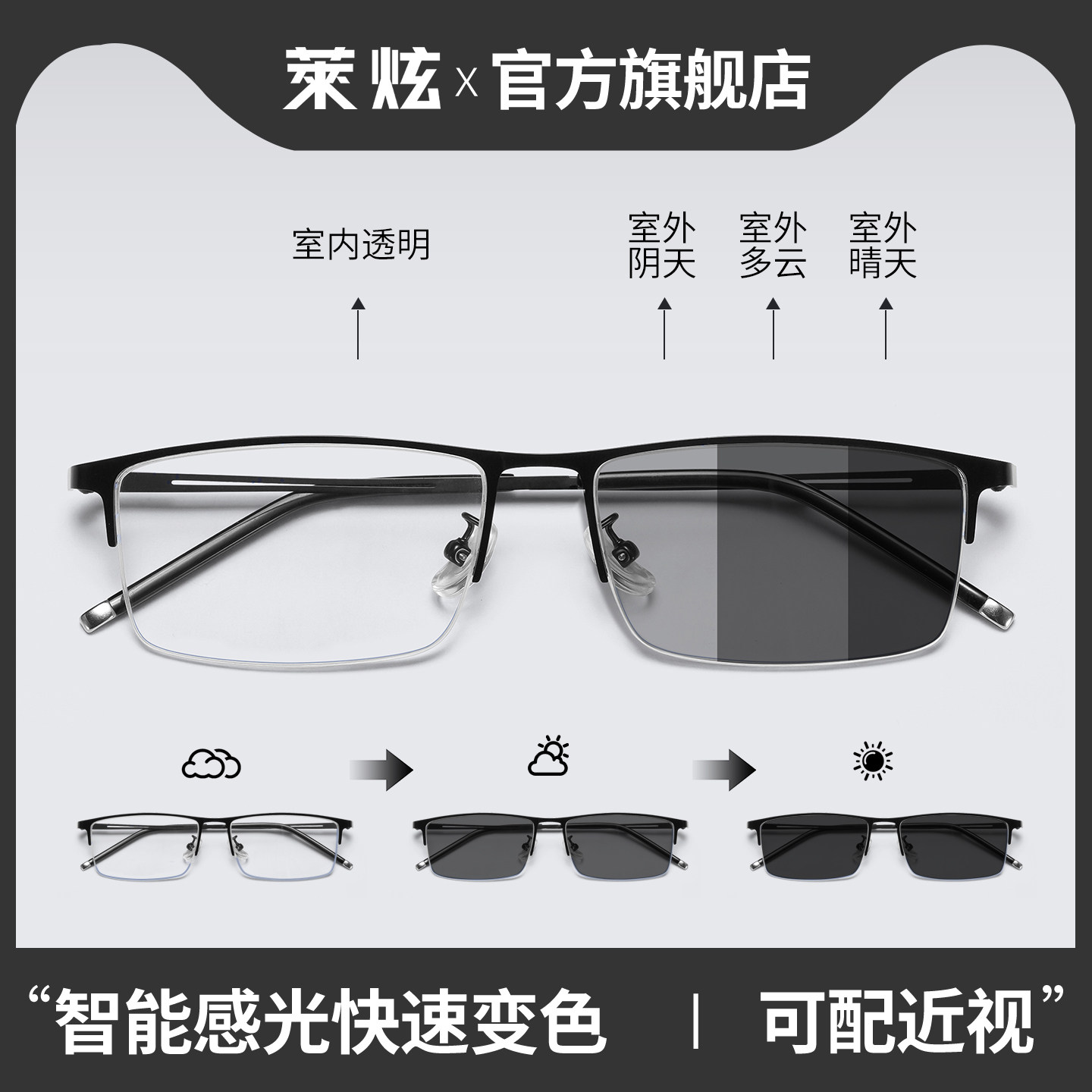 自动感光变色眼镜男士可配近视度数超轻商务半框抗防蓝光辐射眼睛,ZIPPO/瑞士军刀/眼镜,防蓝光镜,淘宝优惠券,粉丝福利购,淘宝优惠卷