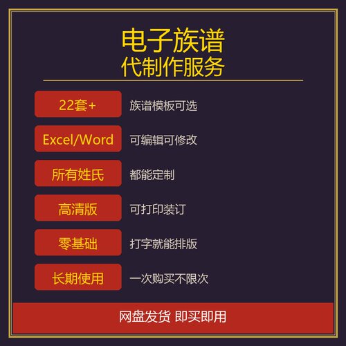 电子族谱代制作22套模板所有姓氏