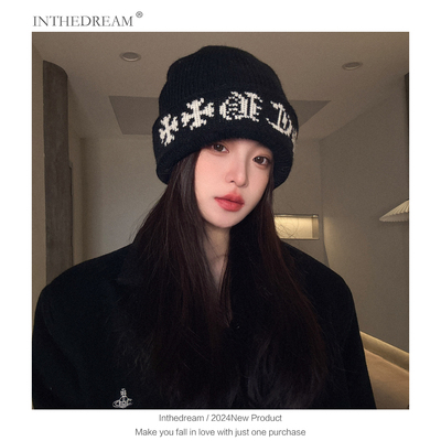 2025年秋冬季新款双层加厚保暖针织帽子女护耳保暖大头围堆堆帽潮