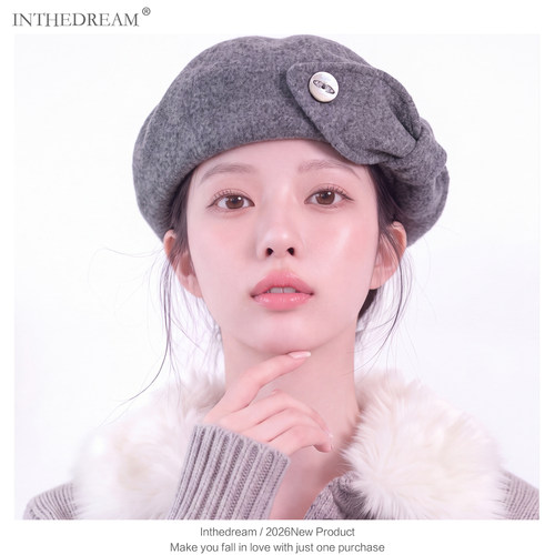 秋冬显脸小蝴蝶结报童帽女