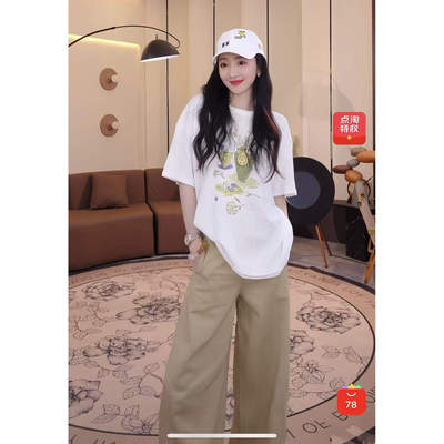 夏季纯棉宽松印花显瘦短袖T恤女