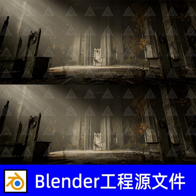 Blender北欧奇幻神圣宫殿古代城堡罗马遗迹王座中世纪3D场景工程
