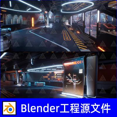 Blender场景科幻 未来地铁电车3D建模设计素材