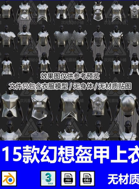 C4D科幻幻想盔甲上衣服饰Blender模型fbx建模obj白模3dsmax素材