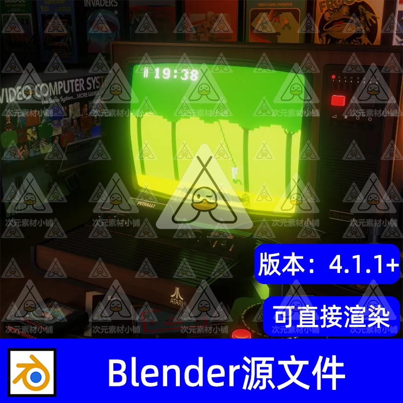 Blender复古怀旧90年代老式电脑电视机游戏机3D模型渲染工程文件