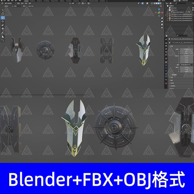 Blender古代盾牌中世纪风格盾牌3D模型fbx建模obj素材