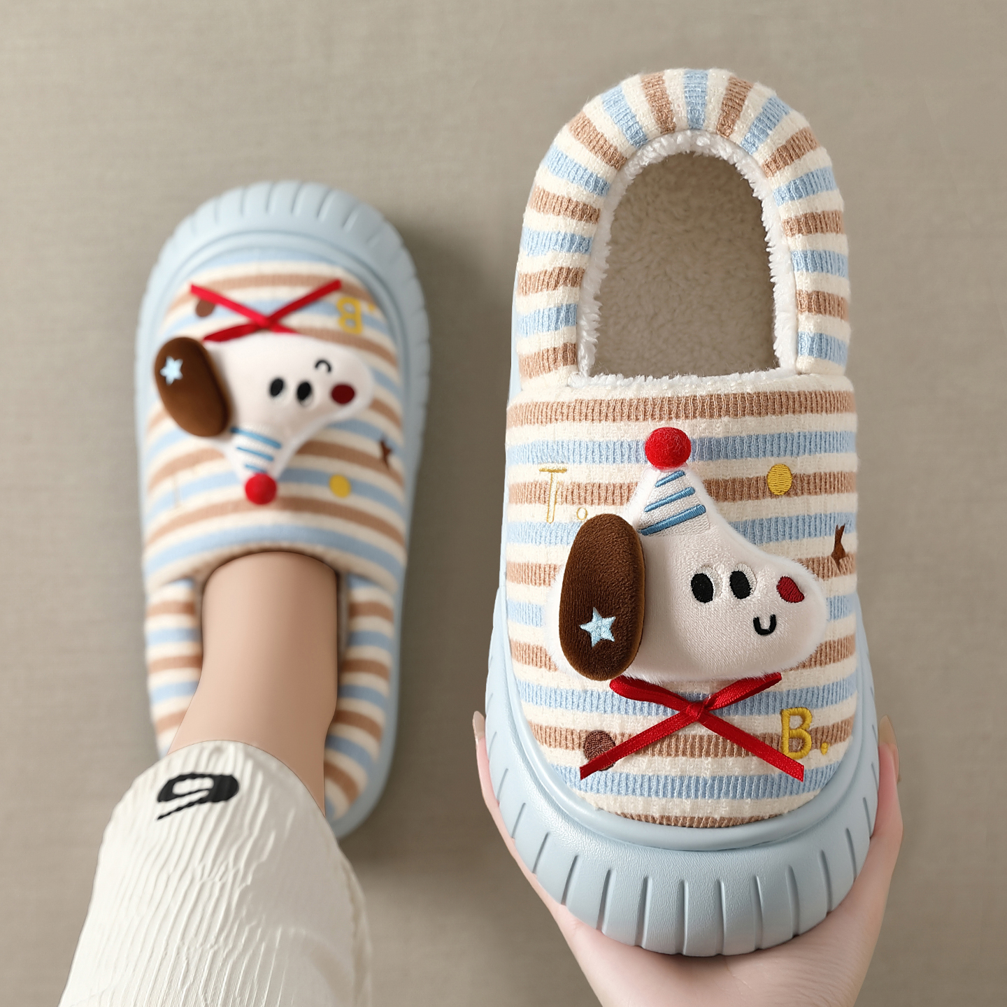 儿童棉拖鞋女童冬季2025新款包跟室内家居亲子可爱毛绒保暖棉鞋男