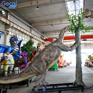 大型恐龙乌尔禾龙推树场景动态模型主题公园景区景观园林展品制作