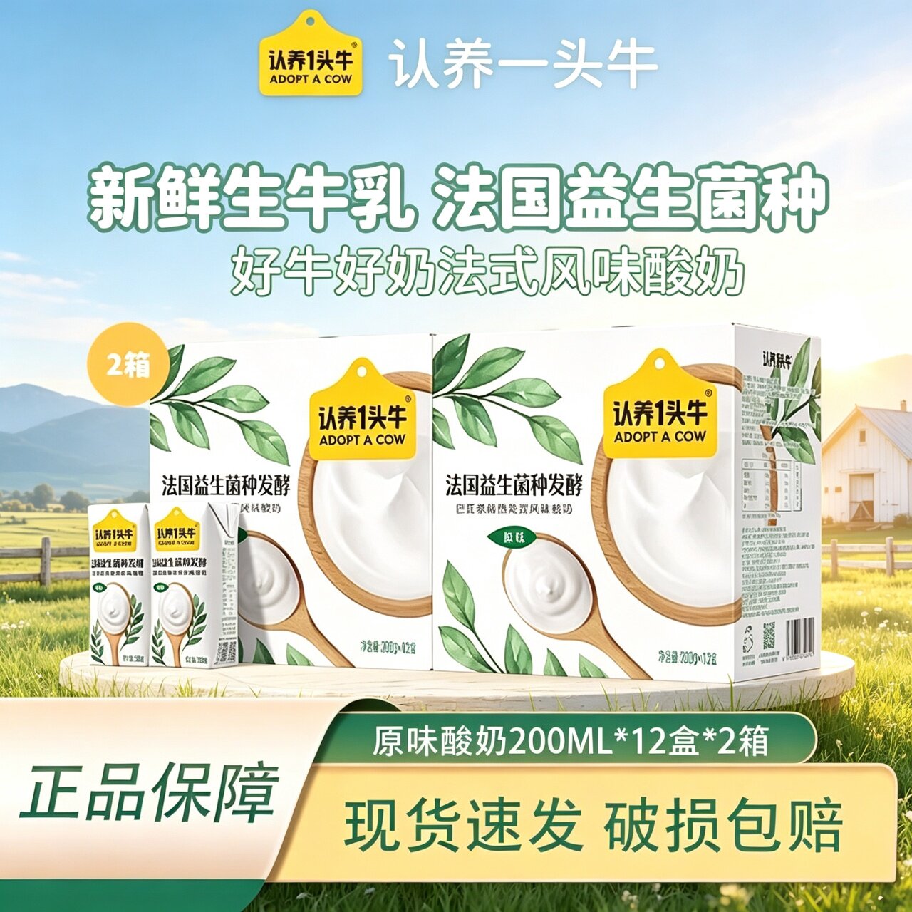 认养一头牛法国原味酸奶200g*12