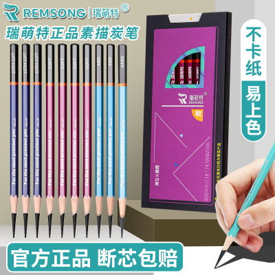 瑞萌特炭笔美术生专用素描速写笔瑞蒙特碳笔哑光铅笔特软中硬14b1