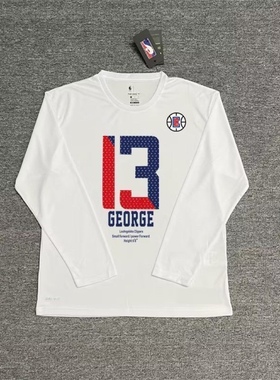 快船乔治哈登威少伦纳德美式速干篮球投篮服长袖T恤网眼开叉透气