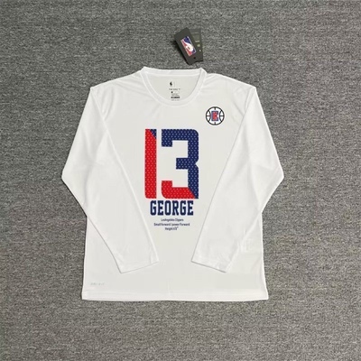 快船乔治哈登威少伦纳德美式速干篮球投篮服长袖T恤网眼开叉透气