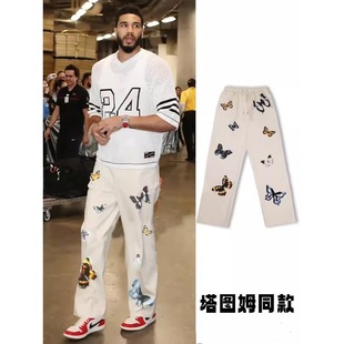 獭兔欧文同款潮流美式篮球长裤男休闲直筒运动卫裤加绒孟博龙裤子
