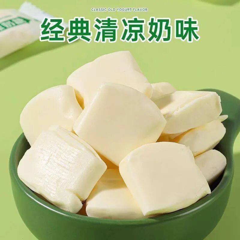 清凉奶糖薄荷冰凉清爽牛奶软糖果儿童年老式怀旧零食摆盘
