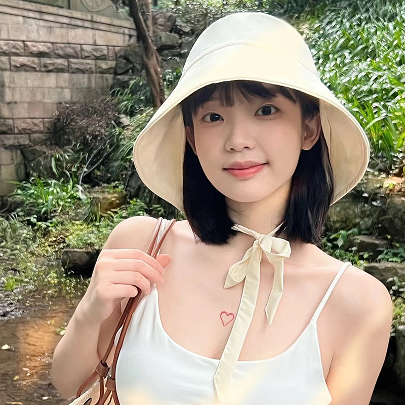 Jessica同款飘带渔夫帽防晒帽子女款夏季防紫外线太阳帽遮阳盆帽