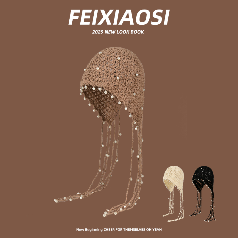 钩针手工帽镂空花朵薄款