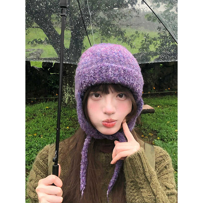 毛绒帽纯色秋冬保暖护耳