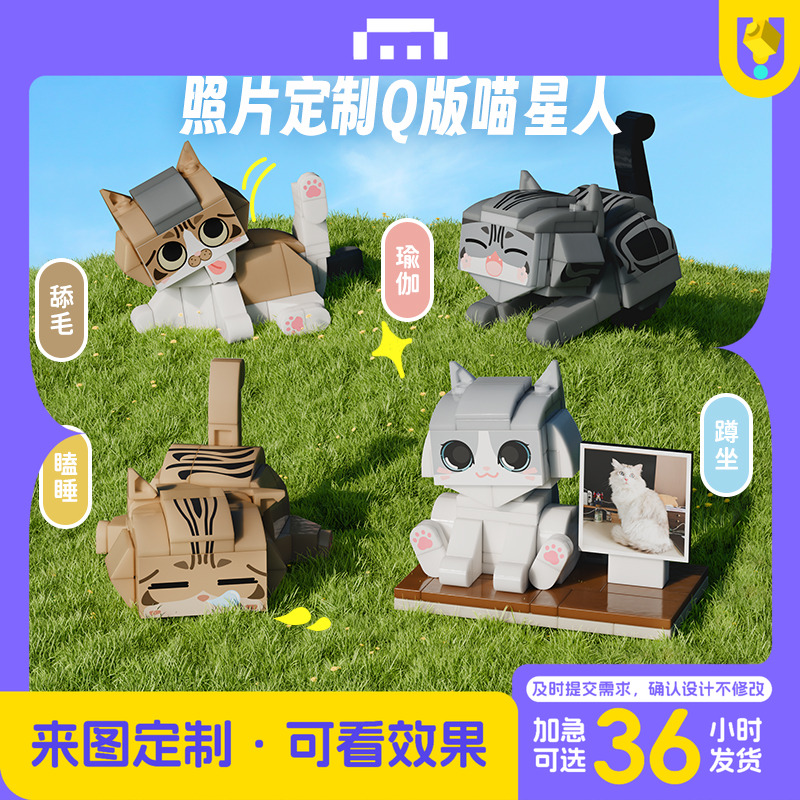 方仔照相館照片定制設(shè)計(jì)服務(wù)寵物貓潮玩積木玩具diy創(chuàng)意手辦禮物