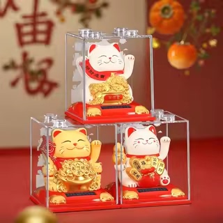 招财猫太阳能自动招手装饰摆件