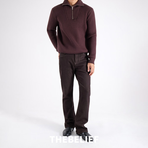 复古水洗加绒加厚弹力直筒牛仔裤