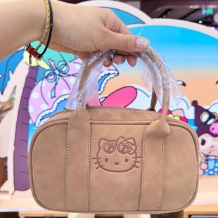 hello 2025新款 kitty夏日黑皮复古百搭可爱迷你耳机包手提斜挎包