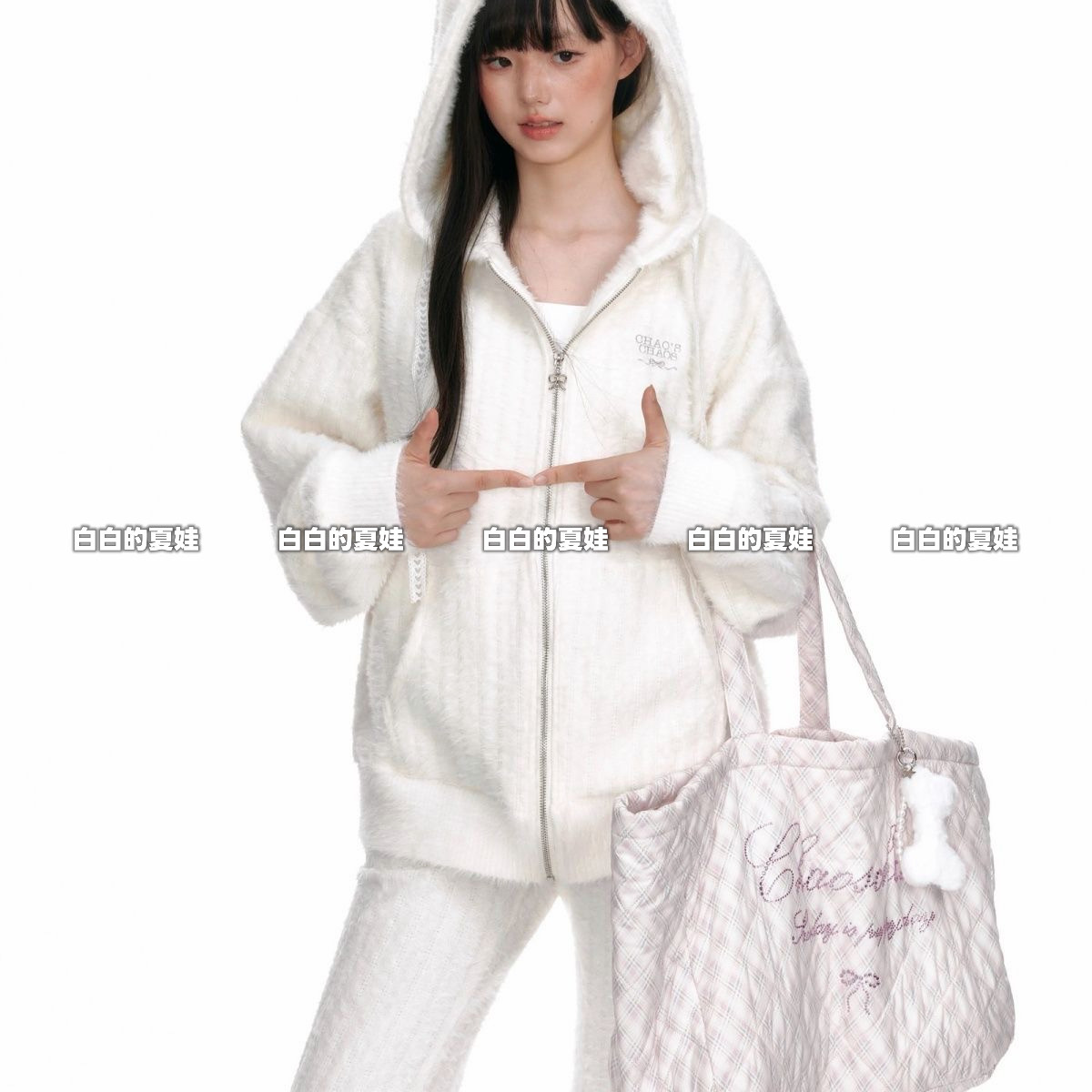 2025秋冬季新品菱格纹粉色烫钻格纹印花大容量单肩包手提包,箱包皮具/热销女包/男包,时尚帆布包,淘宝优惠券,粉丝福利购,淘宝优惠卷