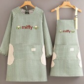 2026日本新款 棉麻罩衣女长袖 围裙厨房做饭围腰防污耐脏工作服男女