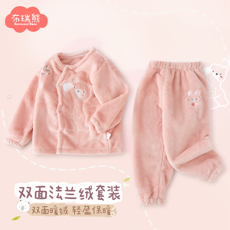 女童珊瑚绒睡衣加绒加厚秋冬款