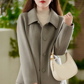 娃娃领羊毛单排扣毛呢外套修身 2025新款 双面羊绒大衣女中长款 显瘦