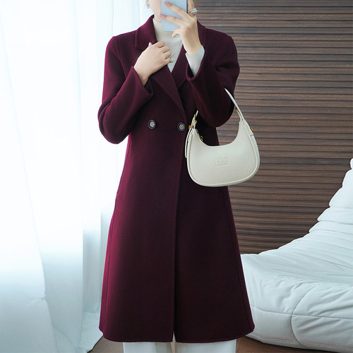 双面羊绒大衣女长款过膝修身显瘦