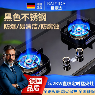德国品牌直喷燃气灶双灶台式嵌入家用天然气液化气纯铜猛火灶定时