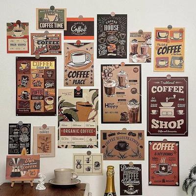 ins美式覆古咖啡烘焙海报学生房间卧室宿舍墙面背景装饰文化墙贴
