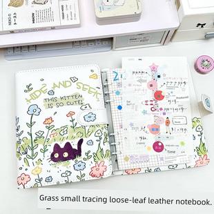 草坪小猫A5手分类账可爱的卡通高看学生日记笔记本记事本手分类账