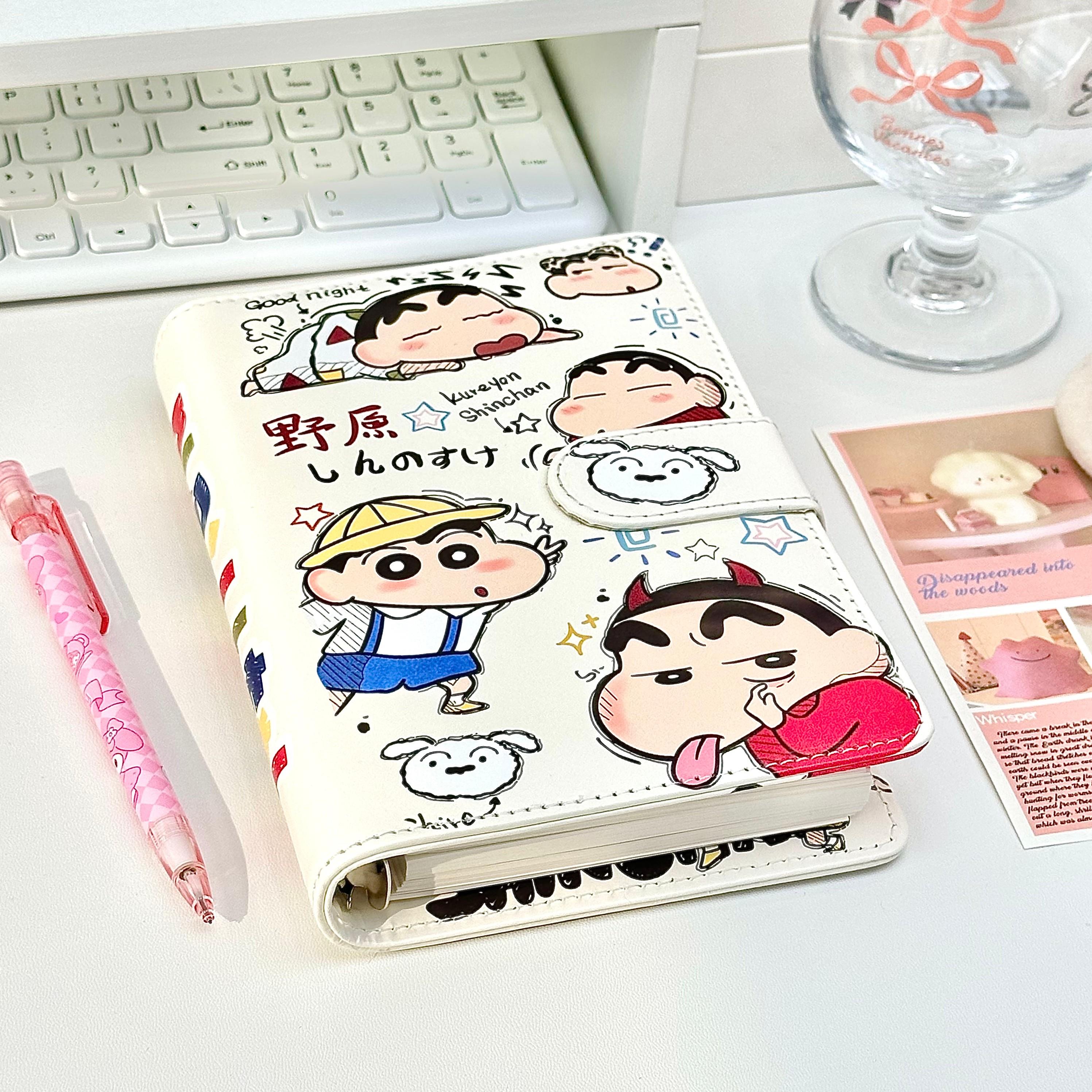 蜡笔小新PU皮质活页笔记本ins高颜值A6学生记事本2025新款日记本