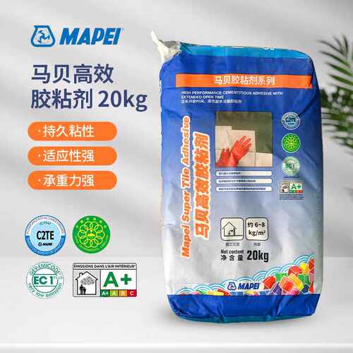 马贝高效瓷砖胶抗滑移粘贴大型石材玻化砖粘结剂 灰色C2TE