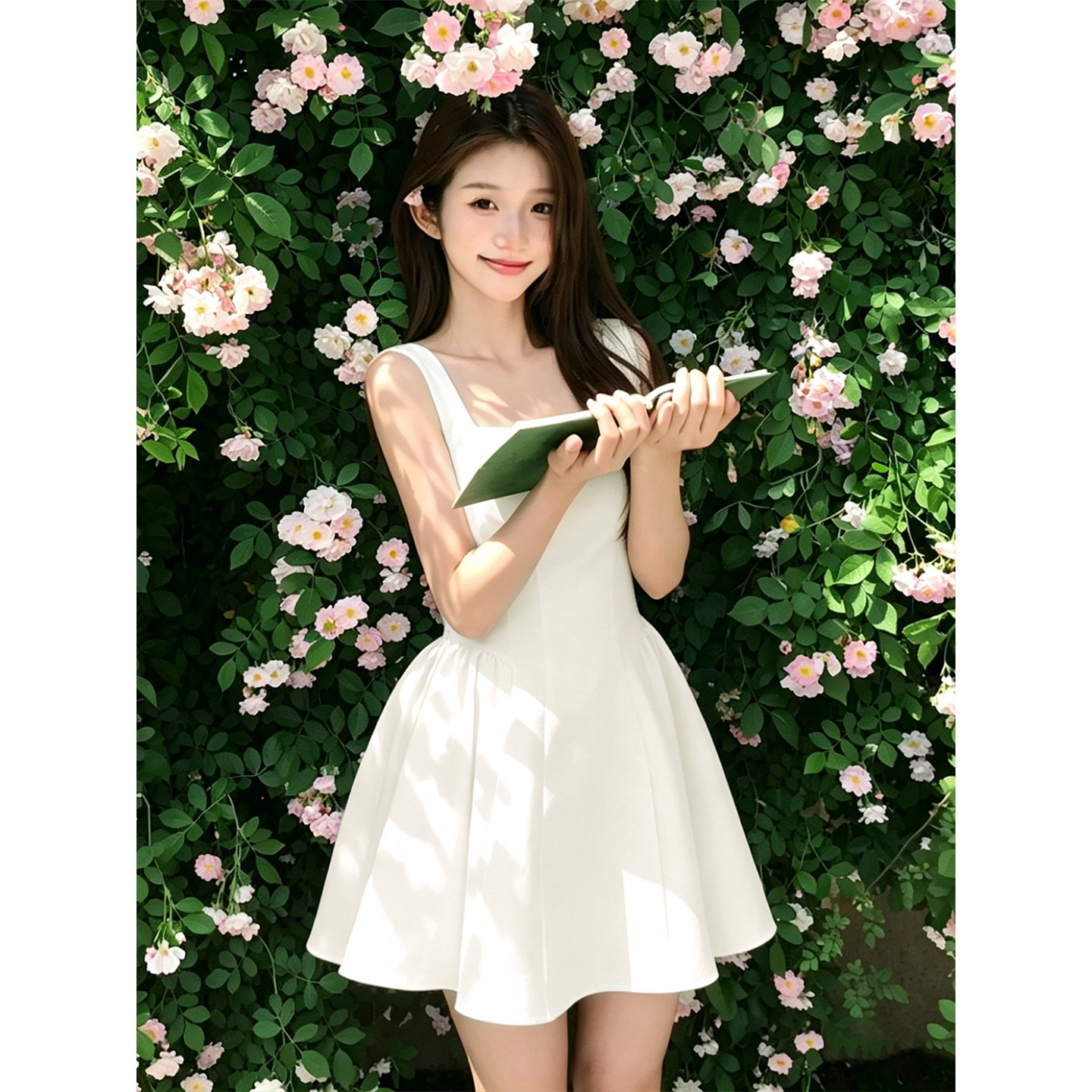 白色吊带洋装女初夏季小个子无袖修身显瘦礼服初恋白月光短裙子