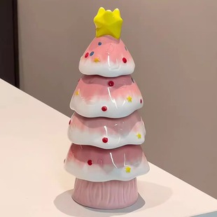 创意圣诞树陶瓷杯子女生高颜值生日礼物家用马克杯玄关圣诞树摆件