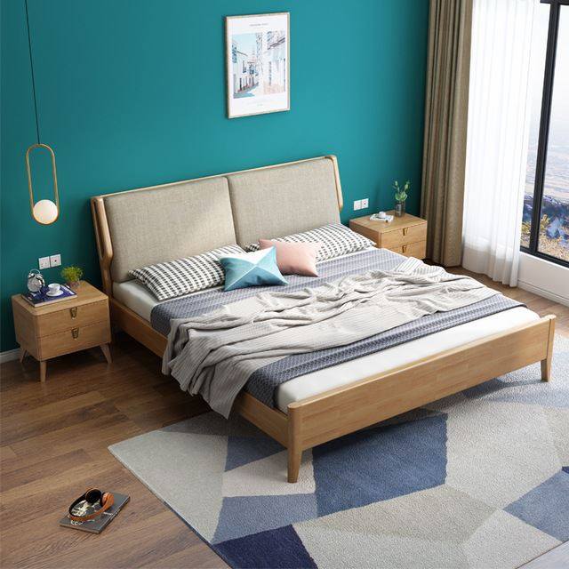 北欧实木床现代简约1.8米1.5m双人床布艺软靠高箱储物床主卧家具,住宅家具,铁艺/钢木床,淘宝优惠券,粉丝福利购,淘宝优惠卷