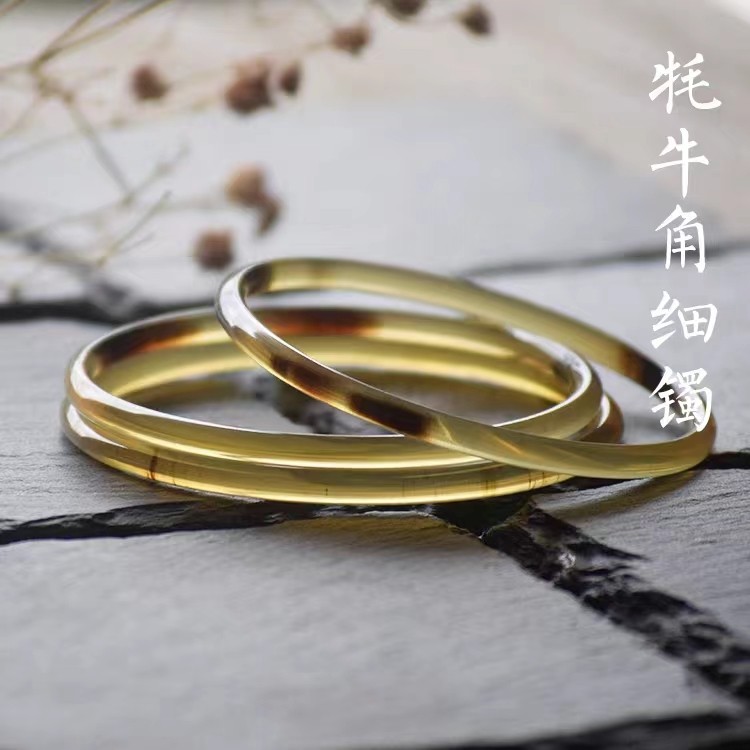 牛角手镯女款复古百搭精美民族风个性纯手工素款单圈镯子时尚经典