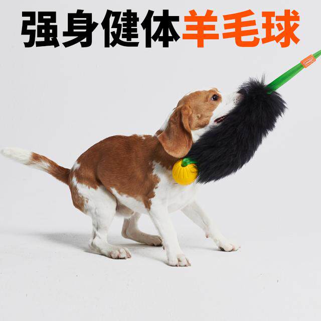 howgo狗狗拔河玩具真羊毛柔软不伤牙耐用互动玩耍消耗精力通用型