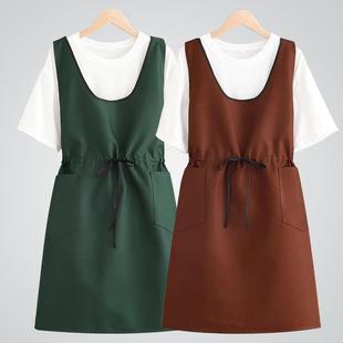 时尚 韩版 家用厨房防水咖啡奶茶店工作服可定logo围裙收腰女围腰
