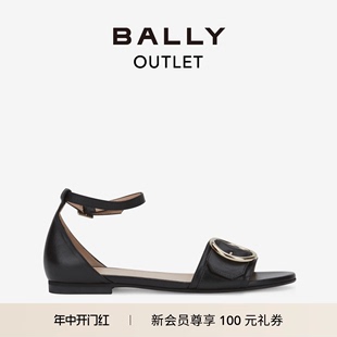 BALLY 巴利女士黑色皮革平底凉鞋 官方正品 6234092