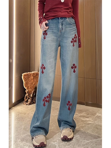 Утепленные демисезонные прямые свободные джинсы, штаны, подходит для подростков, большой размер