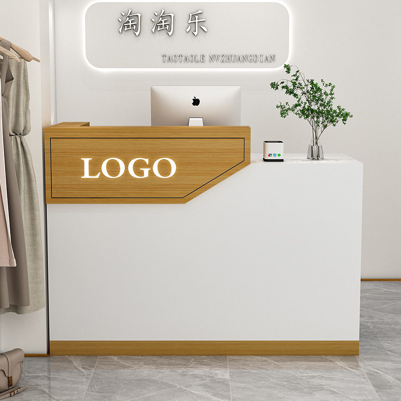 简约收银柜台服装店前台女装店铺小型吧台桌柜台美容美发接寒