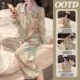 休闲长裤 ins韩系甜美少女印花睡衣女2020年夏季 大码 家居服两件套