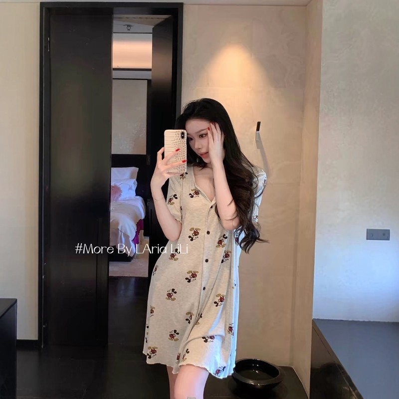 LAria* 性感莫代尔睡裙夏季新款2025睡衣女高级感家居服带胸垫 - 思梦家居服1出品