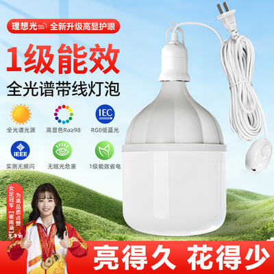 家用LED灯泡插电插座灯E27带插头超亮照明灯节能灯悬挂式一级能效